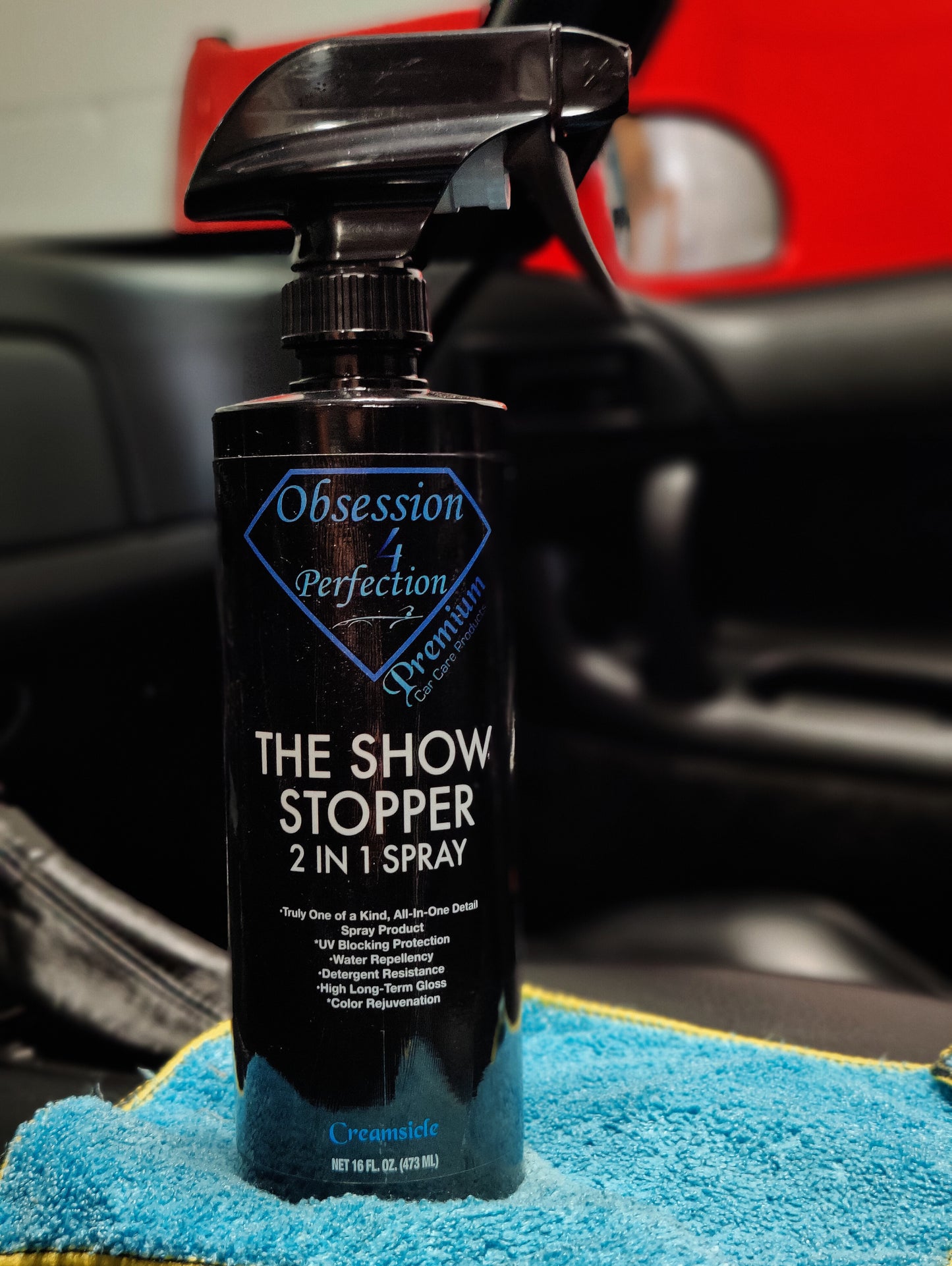 The Show Stopper 2&1 Detail Spray  -Interior/ Exterior  UV Protectant Free Gift 1 Premium Microfiber towel